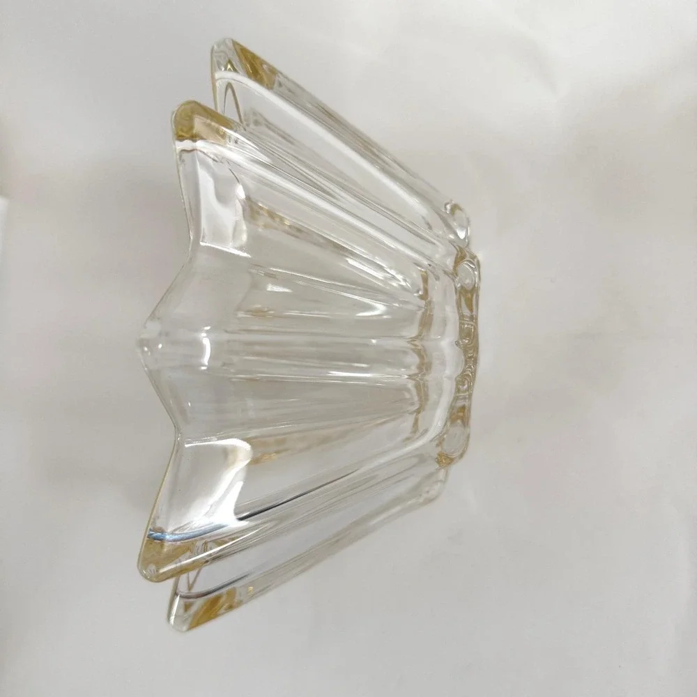 Vintage Star Starburst Glass Bowl Copper Rim Pressed Glass Candy‎ Trinket Dish